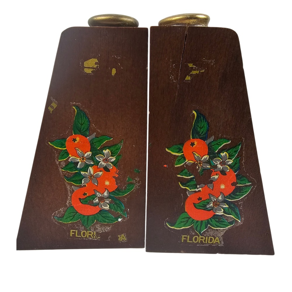 Vintage Florida Souvenir Wood Salt and Pepper Shakers Set Japan Orange Blossom